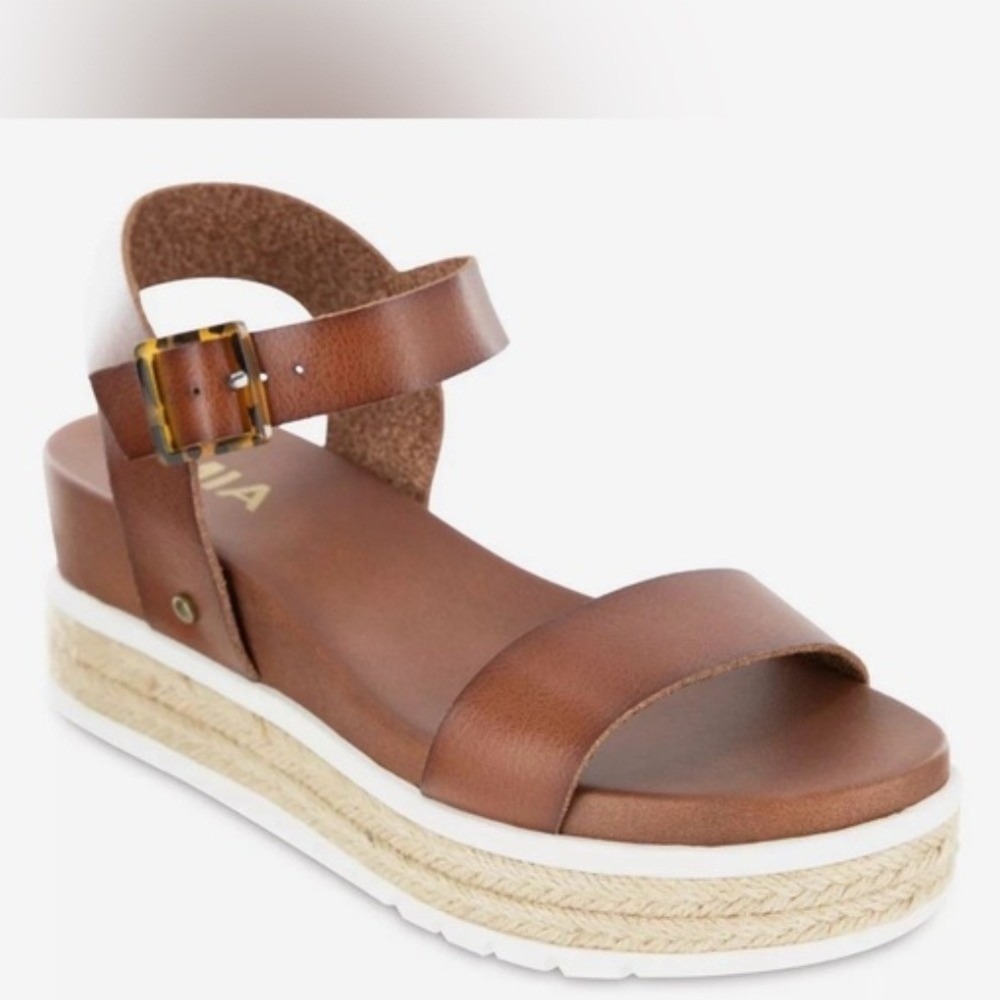 Mia Kiera Espadrille Platform Brown Sandals Size 7.5